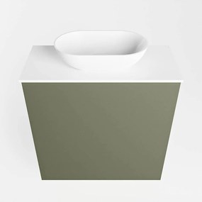 Mondiaz Fowy toiletmeubel 50cm army met witte waskom midden zonder kraangat