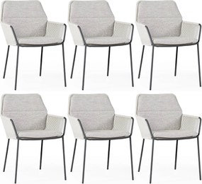 Punta dining tuinstoel naturel mixed weave camel sand SUNS set van 6