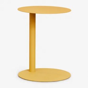 Yannik Ronde Bijzettafel Ø40 Cm In Staal Geel – Curry - Sklum