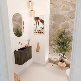 Mondiaz Joya 60cm toiletmeubel ronding rechts shadow met wastafel faye links zonder kraangat urban