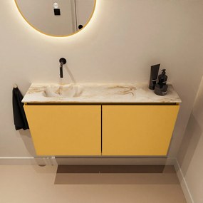 Mondiaz Ture DLux toiletmeubel 100cm ocher met wastafel frappe links zonder kraangat