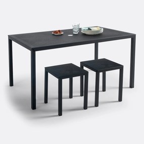 Rechthoekige tuintafel in geperforeerd staal metaal, Choe
