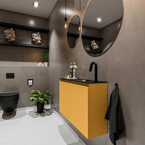 Mondiaz Ture 80cm toiletmeubel ocher met wastafel urban rechts 1 kraangat