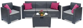Meubelset van kunststof rotan met 3-zitsbank Nebraska Coffee Box 5 antraciet Bica met box