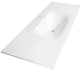 Brauer Glacier wastafel fine stone 120cm met kraangat wit glans