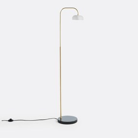Staande lamp in opaline glas, messing en marmer, Nota