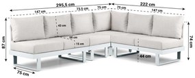 Hoek loungeset 6 personen Aluminium Wit  Lifestyle Garden Furniture Lorenzo