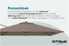 Platinum Voyager zweefparasol T2 2,7x2,7 m. - Taupe met voet en hoes