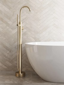 Saniclear Brass Curved vrijstaande badkraan geborsteld messing - mat goud