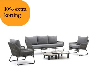 + 10% kassakorting | Stoel-bank loungeset Intenso | 5 personen | Loungeset Grijs | Rope (touw) | Kees Smit Tuinmeubelen