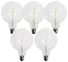 Set van 5 E27 dimbare LED lampen spiraal filament G125 4W 270 lm 2700K