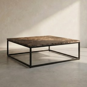 Vierkante Salontafel Van Bruin Marmer - 98 X 98cm.