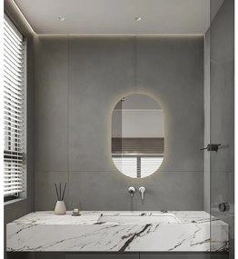 Adema Shine Badkamerspiegel - 50x80cm - Ovaal - horizontale / verticale plaatsing - indirecte LED verlichting - Spiegelverwarming - Infrarood SW11-5080