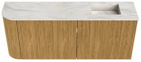 Mondiaz Joya DLux 100cm toiletmeubel ronding links oak met wastafel faye rechts 1 kraangat ostra