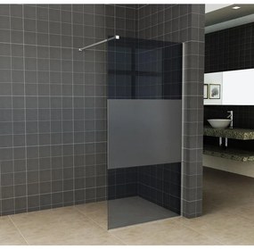 Wiesbaden Slim inloopdouche 110x200cm 8mm nano glas gedeeltelijk mat rookglas chroom sw203913/sw373480