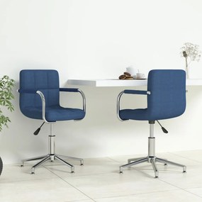 vidaXL Eetkamerstoelen 2 st draaibaar stof blauw