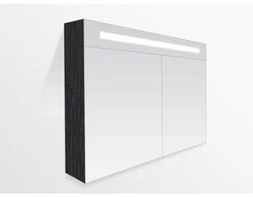 BRAUER 2.0 Spiegelkast - 100x70x15cm - verlichting geintegreerd - 2 links- en rechtsdraaiende spiegeldeuren - MFC - black wood 7211