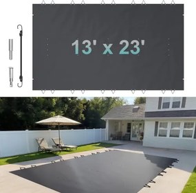 VEVOR Zwembadafdekking met Charcoal Afmeting 4 x 7 m Afdekking voor Buitenzwembad Zwembadafmetingen 3,7x6,7 m Zwembad Afdekzeil, Rechthoekige Afdekking van Ingegraven Zwembad voor Home, Garden, Hotel