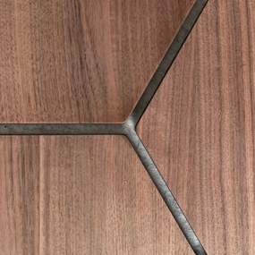 Hexagon Panel Walnoot met Grijs Vilt 81CM | Akoestisch | Wanddecor | Zeshoekig- Grijs vilt