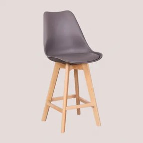 Hoge Kruk Met Kunstleren Kussen Nordic Grijs – Taupe & ↑67 Cm - Sklum