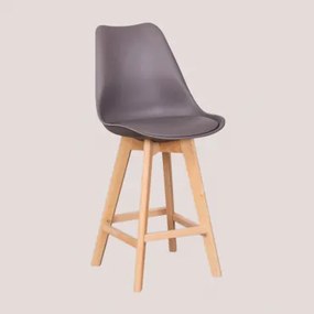 Nordic Hoge Kruk Met Kunstleren Kussen Grijs – Taupe & ↑65 Cm - Sklum