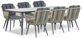 Tuinset 6 personen 240 cm Aluminium/wicker Taupe Coco Custa/Vienna