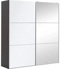 Goossens Kledingkast Easy Storage Sdk, 203 cm breed, 220 cm hoog, 1x 3 paneel glas schuifdeur li en 1x 3 paneel spiegel schuifdeur re