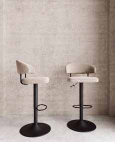 Mazzoni IRIS Latte Beige (stof Monza 60)/zwarte poot - GESTOFFEERDE BARKRUK VOOR KEUKEN/BAR