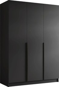 Kledingkast Closico Decoron I, Zwart, 215x150x58cm, 148.5 kg, Kledingkast deuren: Met scharnieren