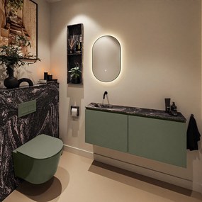 Mondiaz Ture DLux toiletmeubel 120cm army met wastafel lava links zonder kraangat