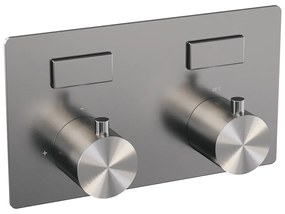 Brauer Brushed Edition thermostatische inbouw regendouche met staafhanddouche, rechte muurarm, glijstang en hoofddouche 30cm set 62 RVS geborsteld PVD