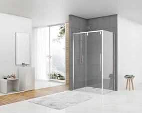 van Rijn ST06 douchecabine met 160cm softclose deur en helder glas chroom 160x100cm