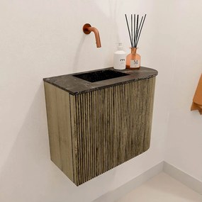 Mondiaz Joya DLux 50cm toiletmeubel ronding rechts dusk met wastafel faye links zonder kraangat lava