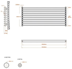 Eastbrook Murano radiator 140x60cm 1596W zwart mat