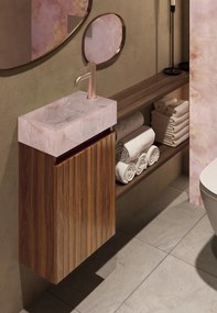 Fontana Pink Onyx toiletmeubel met ribbelfront 40cm walnoot