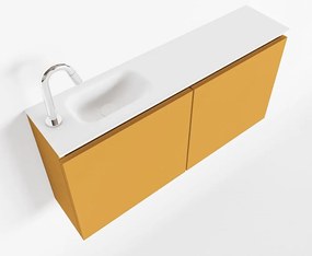 Mondiaz Ture 100cm toiletmeubel ocher met wastafel talc links 1 kraangat