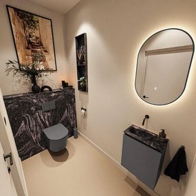 MONDIAZ TURE-DLUX 40cm toiletmeubel Dark Grey. EDEN wastafel Lava positie links. Zonder kraangat. TUREDX40DGRL0LAV