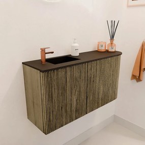 Mondiaz Joya 80cm toiletmeubel ronding rechts dusk met wastafel faye links 1 kraangat urban