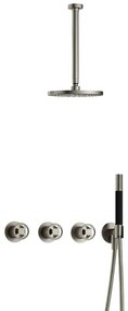 Hotbath Cobber IBSW70 Regendoucheset inbouw - 30cm plafondarm - 20cm ronde hoofddouche - staafhanddouche - Geborsteld nikkel IBSW70GN3