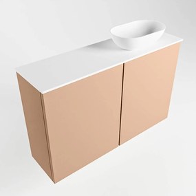 Mondiaz Fowy toiletmeubel 80cm rosee met witte waskom rechts zonder kraangat