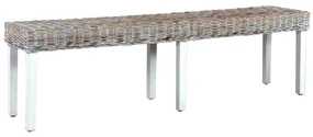 vidaXL Bankje 160 cm natuurlijk kubu rattan en massief mangohout wit