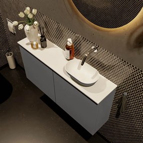 Mondiaz Fowy toiletmeubel 100cm dark grey met antraciete waskom rechts zonder kraangat