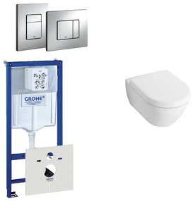 Villeroy & Boch Subway Compact Toiletset - inbouwreservoir - diepspoel wandcloset - bedieningsplaat verticaal/horizontaal - chroom 0720001/0729205/1024232/1025456/