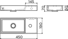 Clou Mini Wash Me keramische fontein 45cm met kraangat rechts wit glans