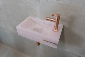 Saniclear Pink Onyx fonteinset met rechte kraan in geborsteld koper