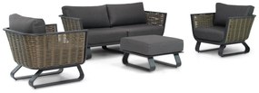 Stoel en Bank Loungeset 4 personen Aluminium/wicker Grijs  Santika Furniture Santika Tika