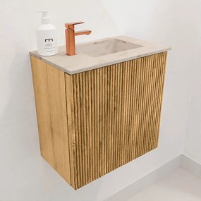 Mondiaz Joya DLux 40cm toiletmeubel oak met wastafel faye rechts 1 kraangat frappe