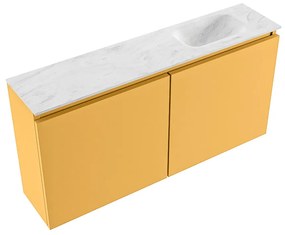 Mondiaz Ture DLux toiletmeubel 100cm ocher met wastafel opalo rechts zonder kraangat