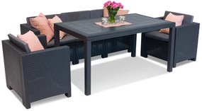 Antraciet technorattan meubel met tafel Colorado Apetito 5 Bica