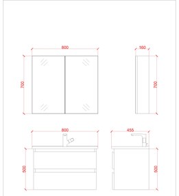 SaniGoods Sally badkamermeubel 80cm wit mat met Solid Surface wastafel rechthoek